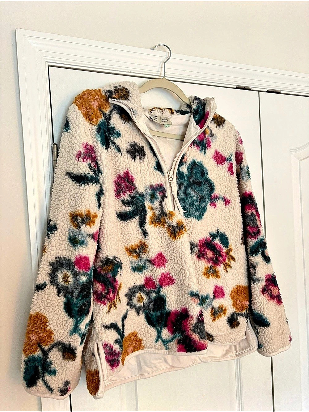 Saturday Sunday by Anthro Floral Teddy Jacket in Cream Size Medium
